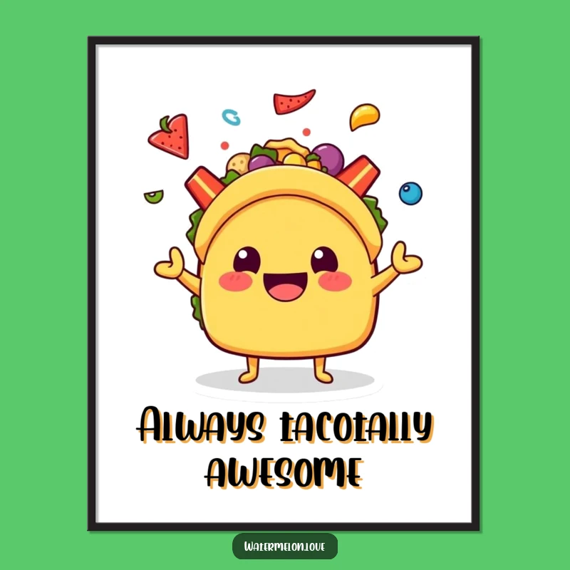 Funny Kawaii Taco Juggling Poster: Add a Zest of Fun to Your Walls