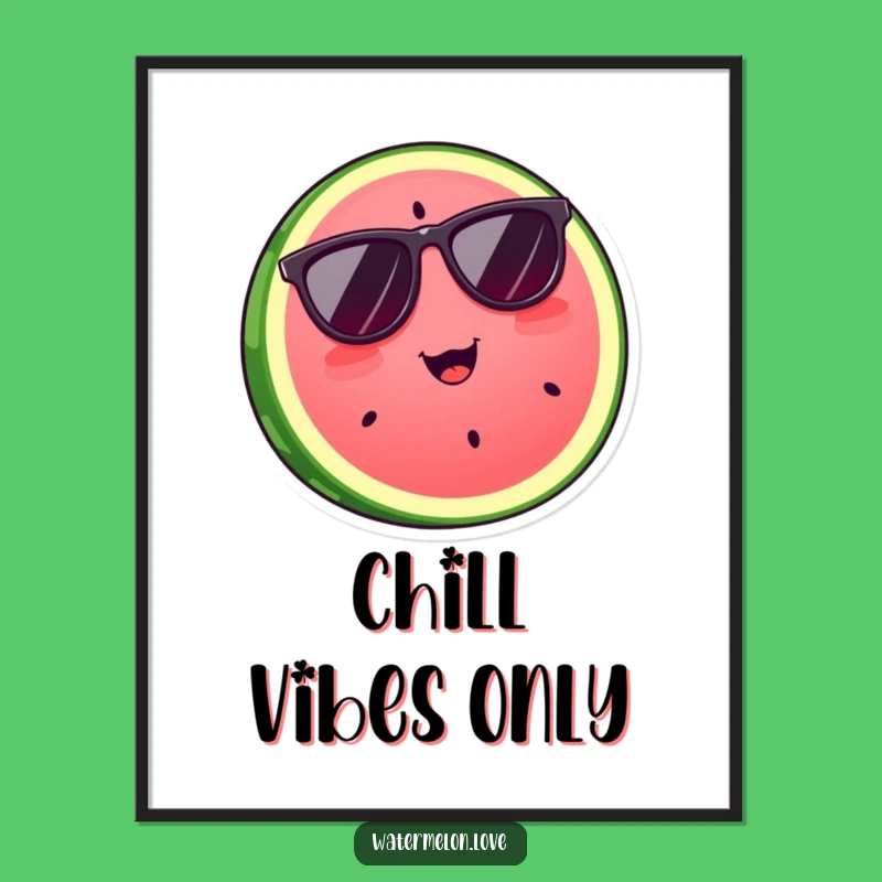 Funny Cool Watermelon Slice Poster: Sunglasses Art, Stylish Wall Decor Gift