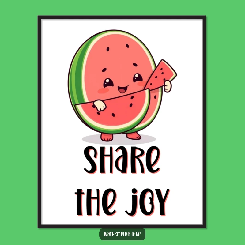 Funny Friendship Watermelon Poster: Charming Art of Hilarious Fruit Sharing