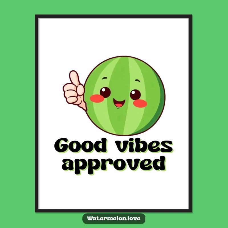 Funny Happy Watermelon Poster: Thumbs-Up Art, Cheerful Wall Decor Gift
