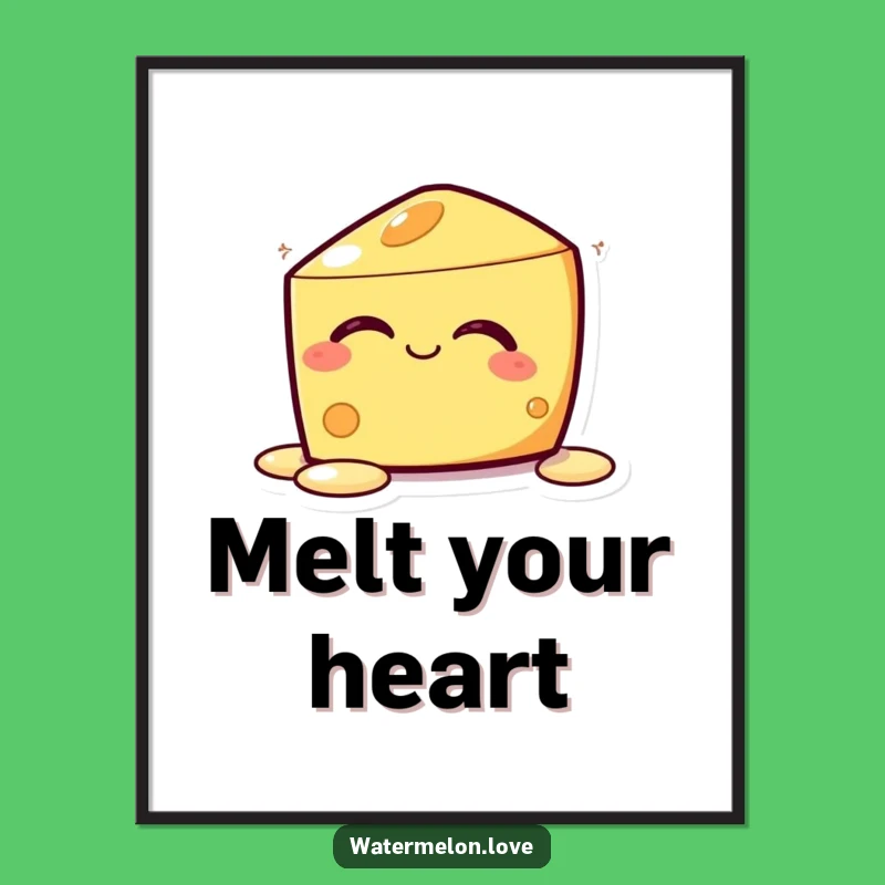 Funny Kawaii Melting Cheese Poster: Add Cheesy Vibes to Your Walls
