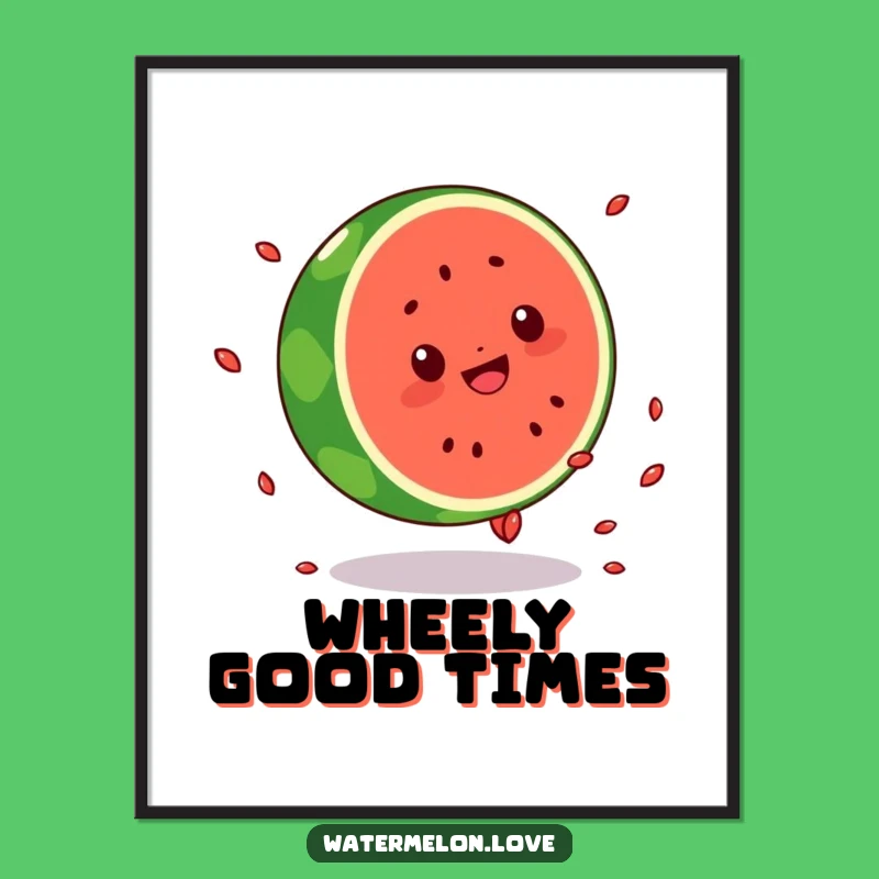 Funny Kawaii Watermelon Cartwheel Poster: Vibrant Wall Art for Fruit Lovers