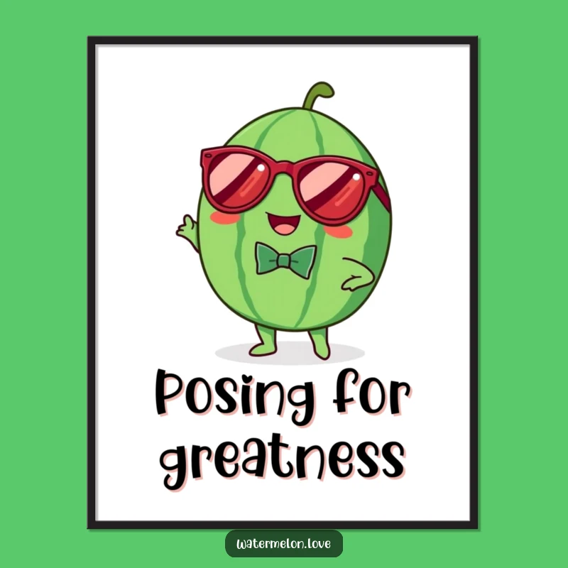 Funny Kawaii Watermelon Poster: Dapper Fruit Wall Art