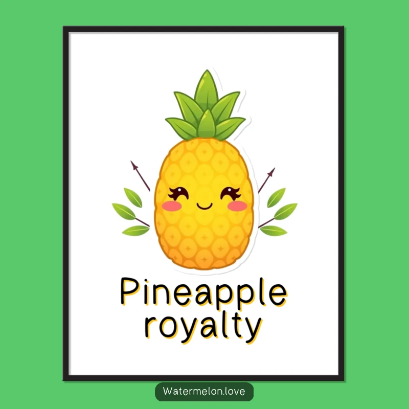 Funny Smiling Pineapple Crown Poster - Tropical Royalty for Your Walls!