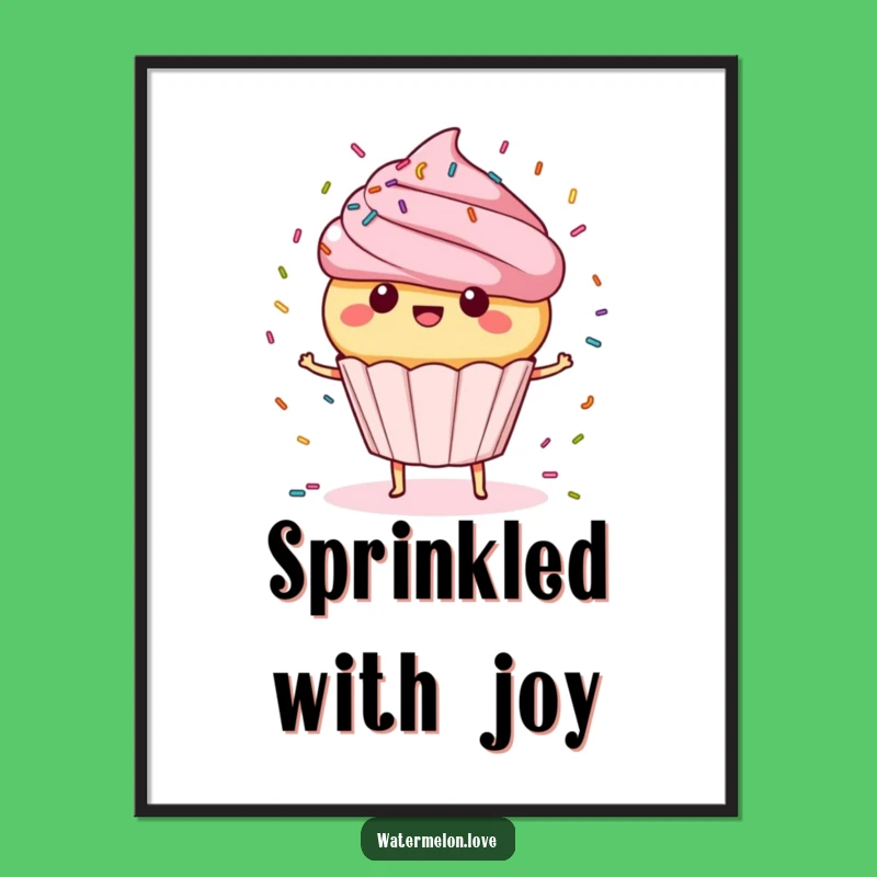 Funny Spinning Cupcake Poster: Dessert Art Print, Wall Decor Hilarious Gift!