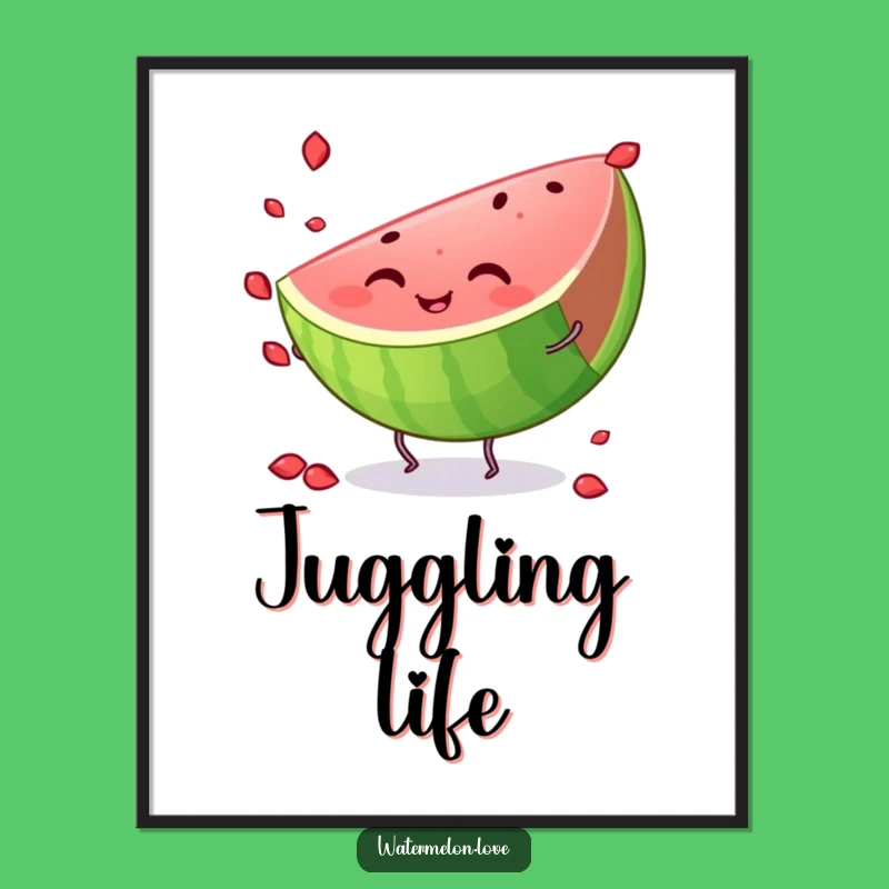 Funny Watermelon Juggling Poster - Vibrant Wall Art for Summer Decor