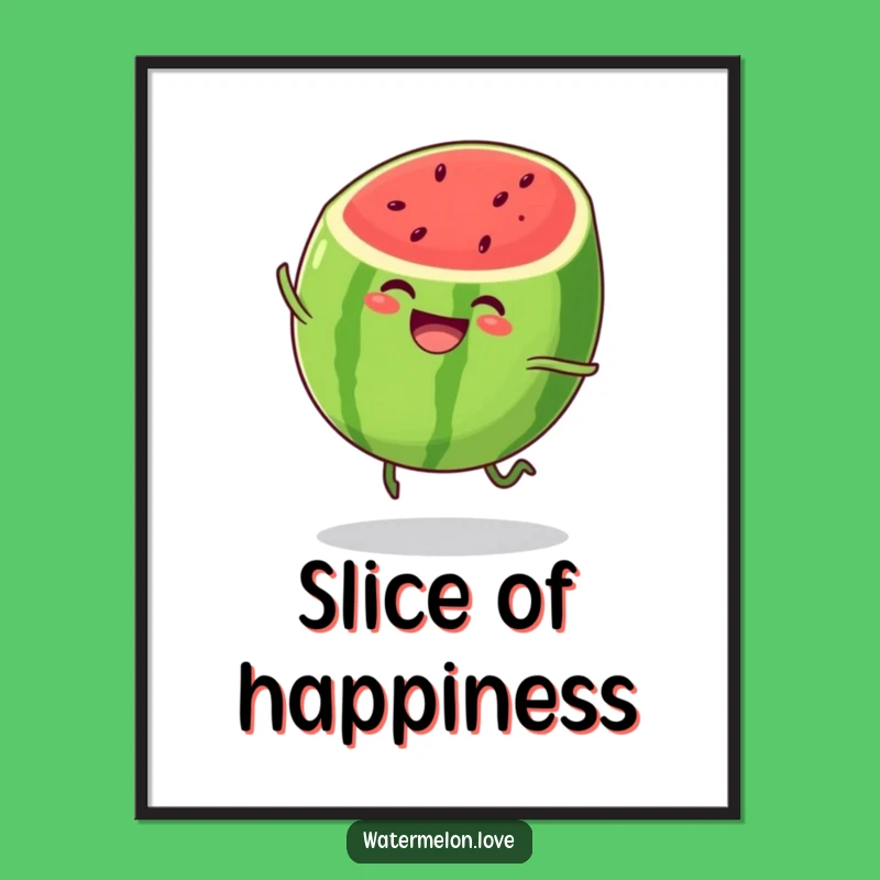 Funny Watermelon Poster: Bouncing Joyful Slice, Vibrant Funny Gift for Wall Decor