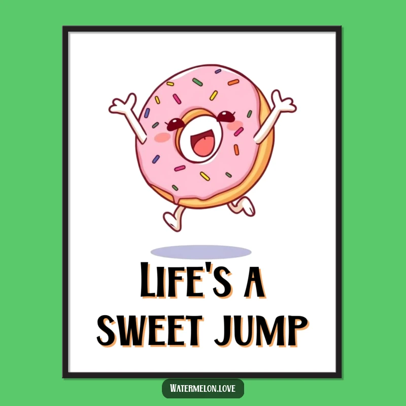 Funny Donut Leap Poster: Joyful Art for Happy Walls