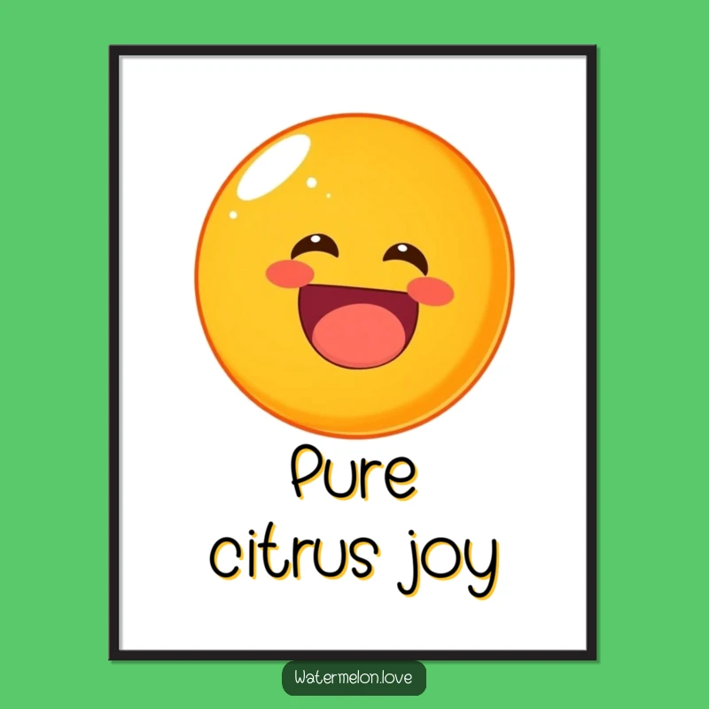 Funny Laughing Orange Poster: Cheerful Fruit Art for a Happy Space Gift