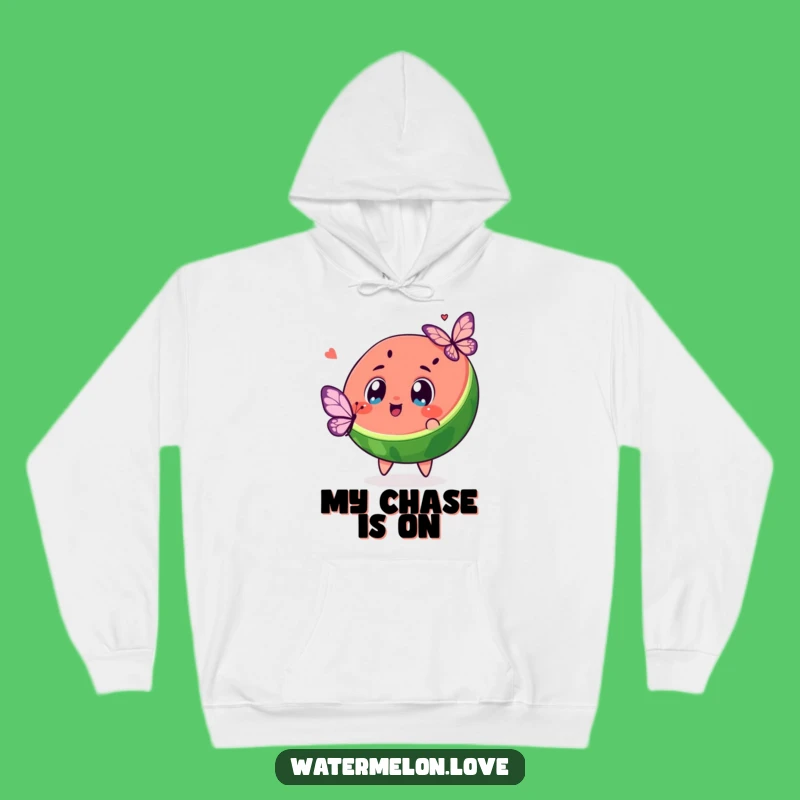 Funny Kawaii Watermelon Butterfly Chase Hoodie: Cozy Slice, Great Humorous Gift