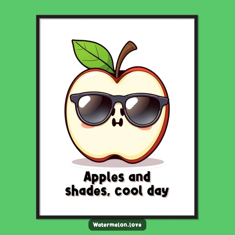 Free Printable Cool Apple Slice Art: Chill Fruit Wall Decor Downloadable Gift