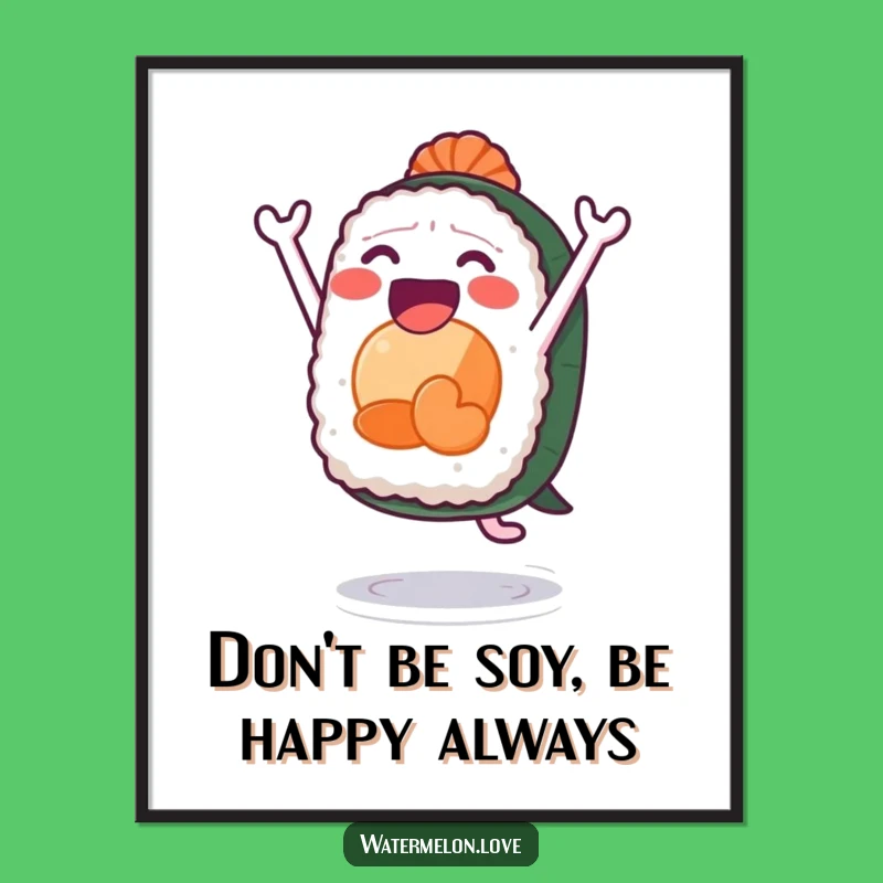 Funny Free Printable Wall Art: Sushi Leap of Joy - Downloadable Quirky Art Gift