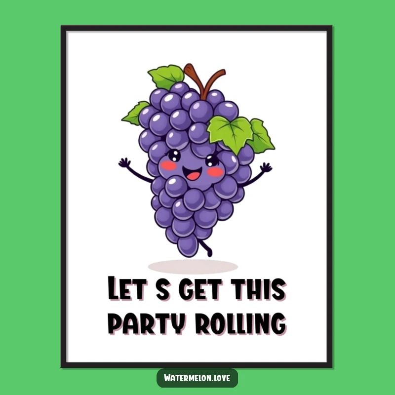 Free Printable Grape Art: Funny Cartwheel Downloadable Wall Decor
