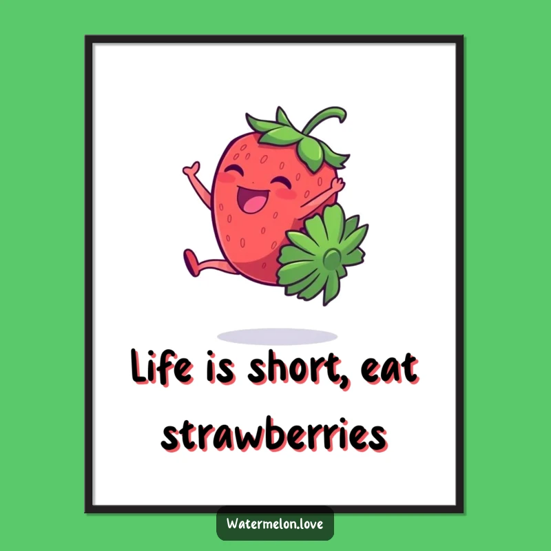 Free Printable Wall Art: Cartwheeling Strawberry for Funny, Downloadable Playful Decor
