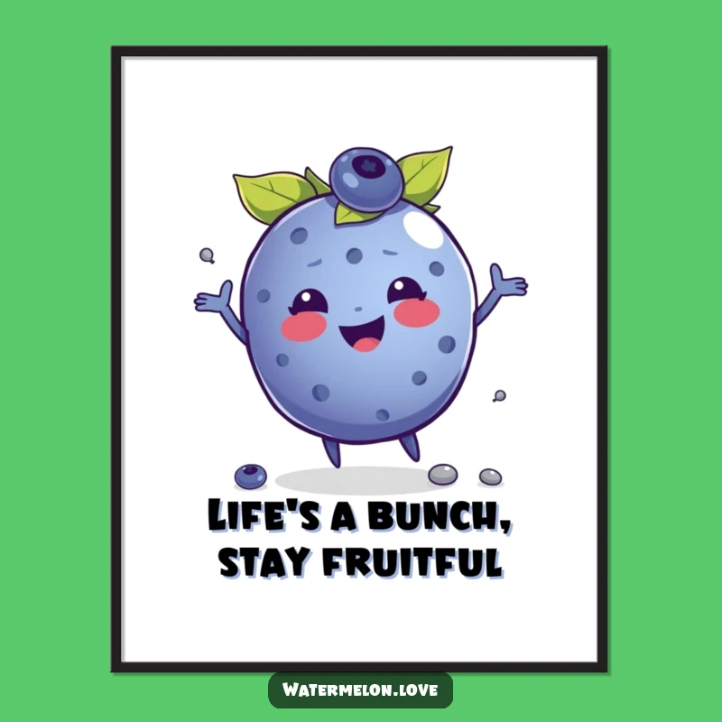 Free Printable Wall Art: Juggling Blueberry Cartoon Downloadable Art