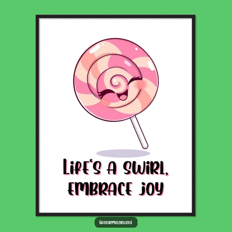 Free Printable Wall Art: Winking Lollipop Spin Cartoon Downloadable Art