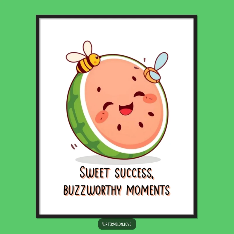 Funny Free Printable Wall Art: Giggling Watermelon Bee Chase Humorous Downloadable Decor