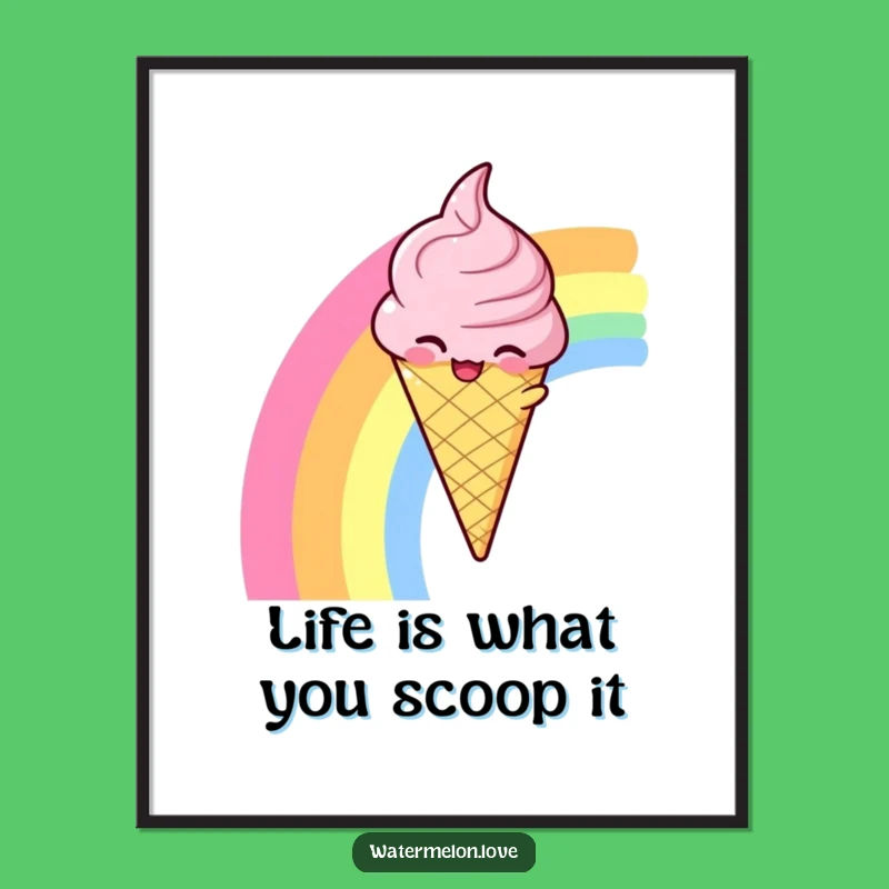Funny Free Printable Wall Art: Ice Cream Rainbow Slide - Downloadable Whimsical Decor