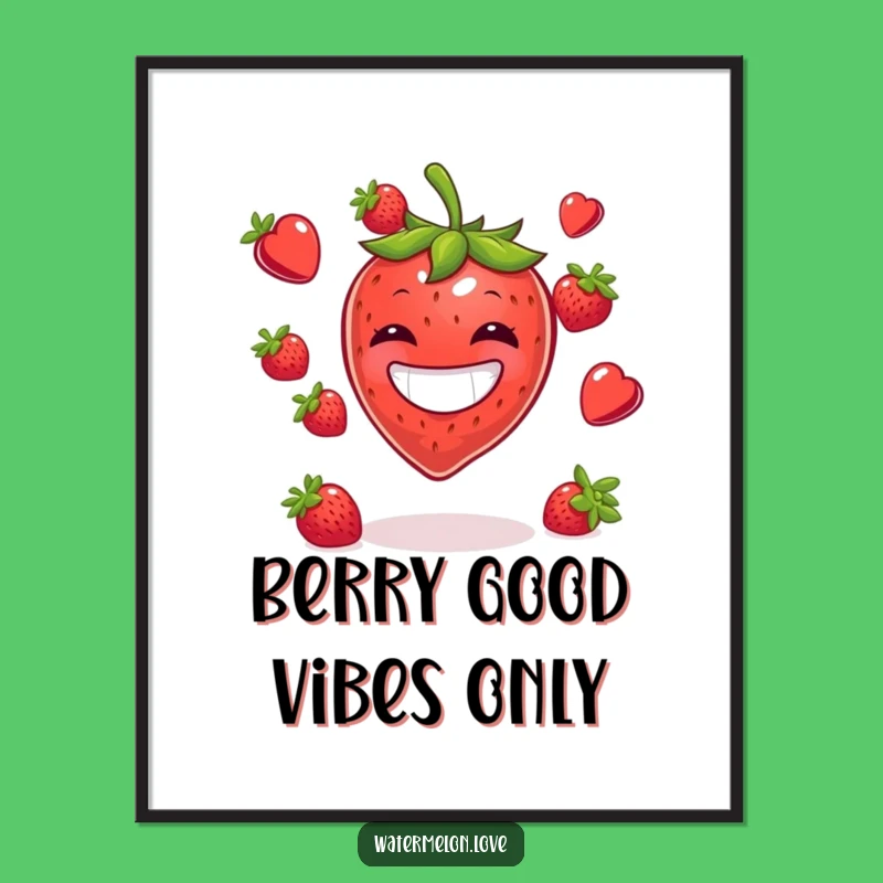 Funny Printable Wall Art: Strawberry Juggling Berries - Free Downloadable Art Gift