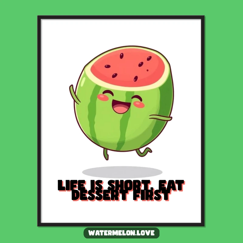 Funny Free Printable Wall Art: Joyful Watermelon Slice Bouncing - Downloadable Cute Art Gift