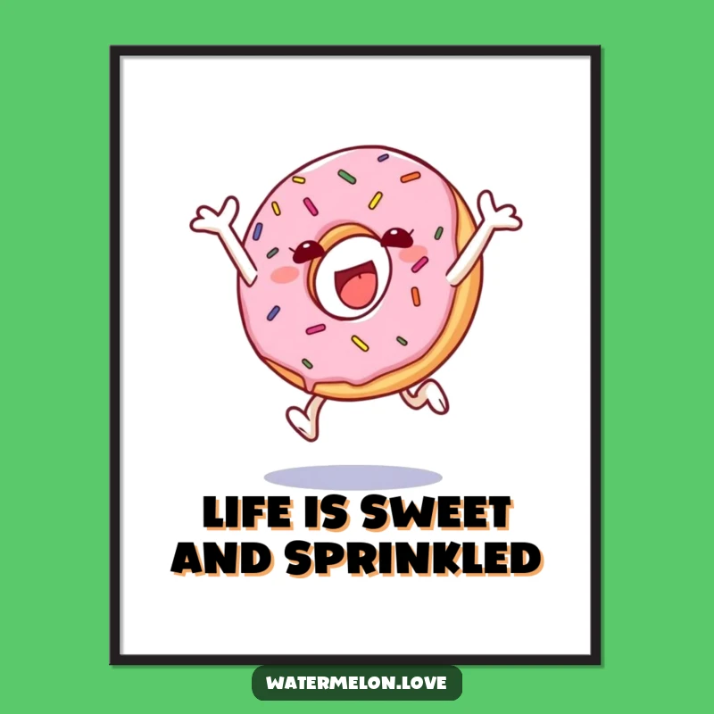 Funny Free Printable Wall Art: Donut Leap Delight - Downloadable Whimsical Decor