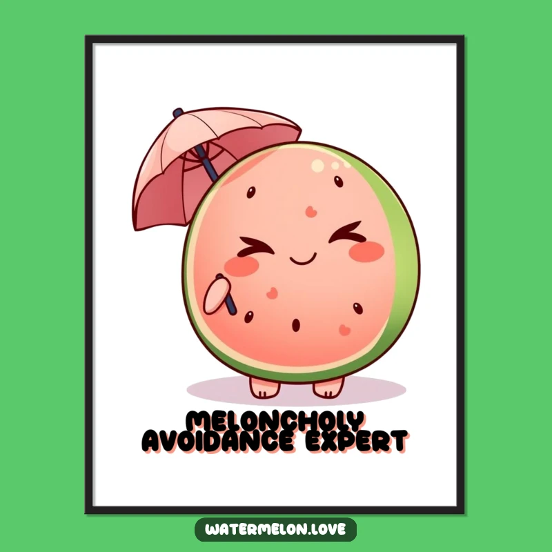 Free Printable Kawaii Watermelon Wall Art: Winking Fruit Downloadable Decor