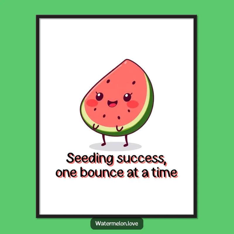 Funny Free Printable Wall Art: Kawaii Watermelon Slice Bounce - Downloadable Happy Decor!