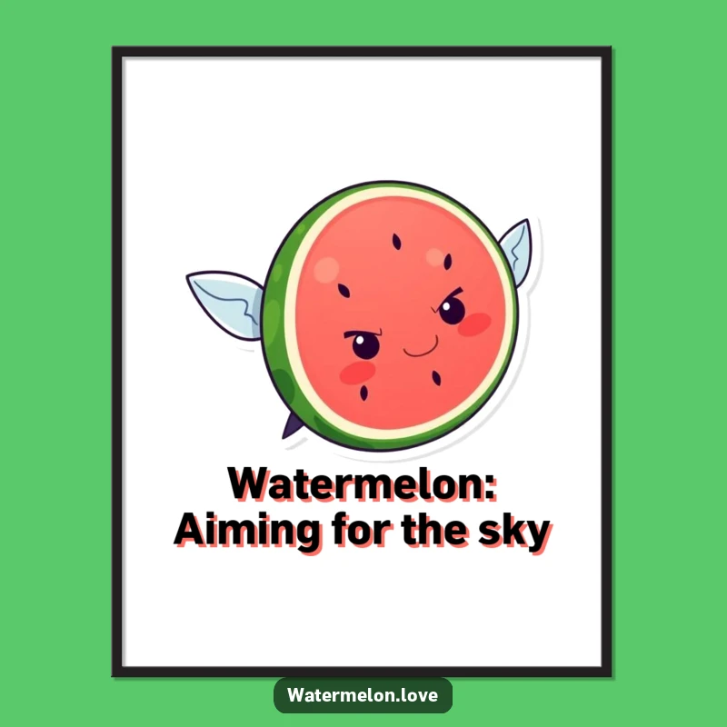Free Printable Kawaii Watermelon Art - Funny Flying Attempt Downloadable Decor