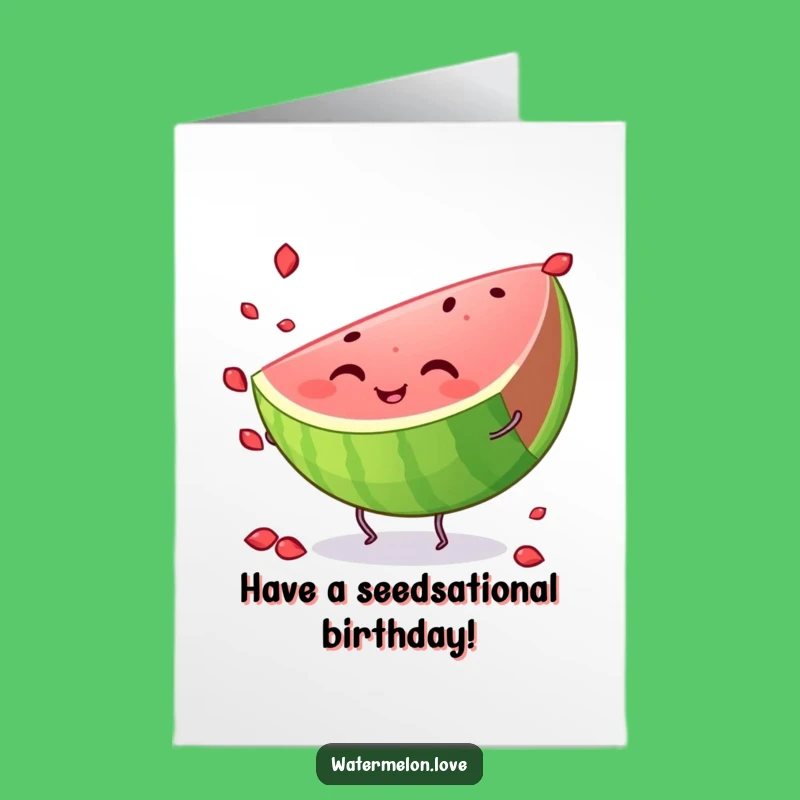 Free Printable Birthday Card: Juggling Watermelon Slice Greeting, Fun Downloadable Gift!