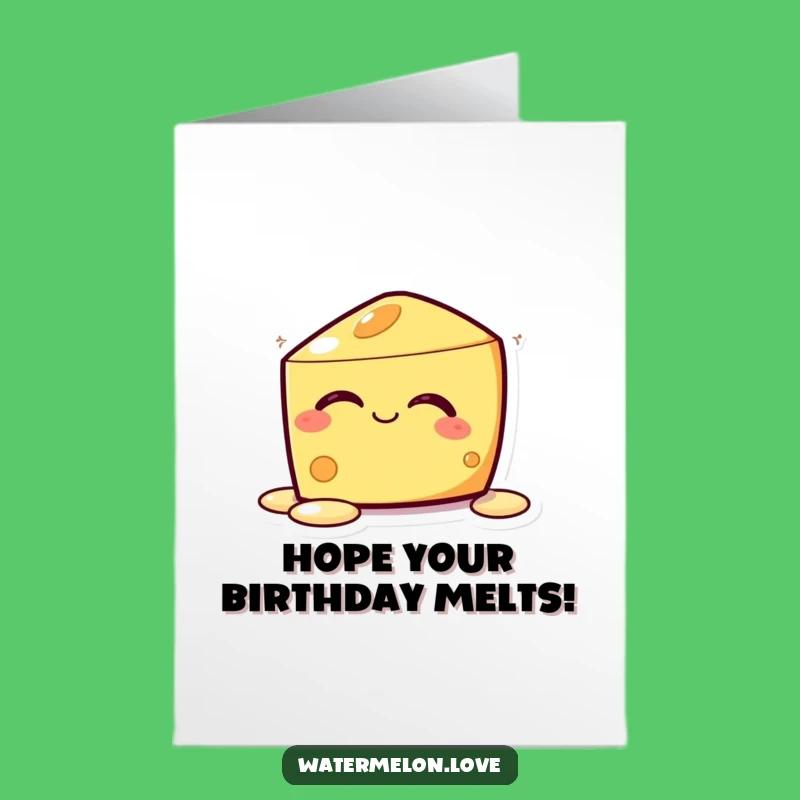 Free Printable Kawaii Cheese Birthday Card: Blissful Melting for a Cheesy Celebration