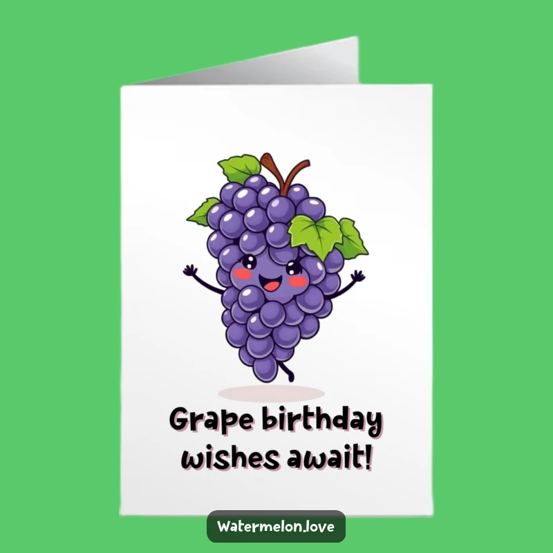 Free Printable Grape Birthday Card: Funny Cartwheel Downloadable Gift