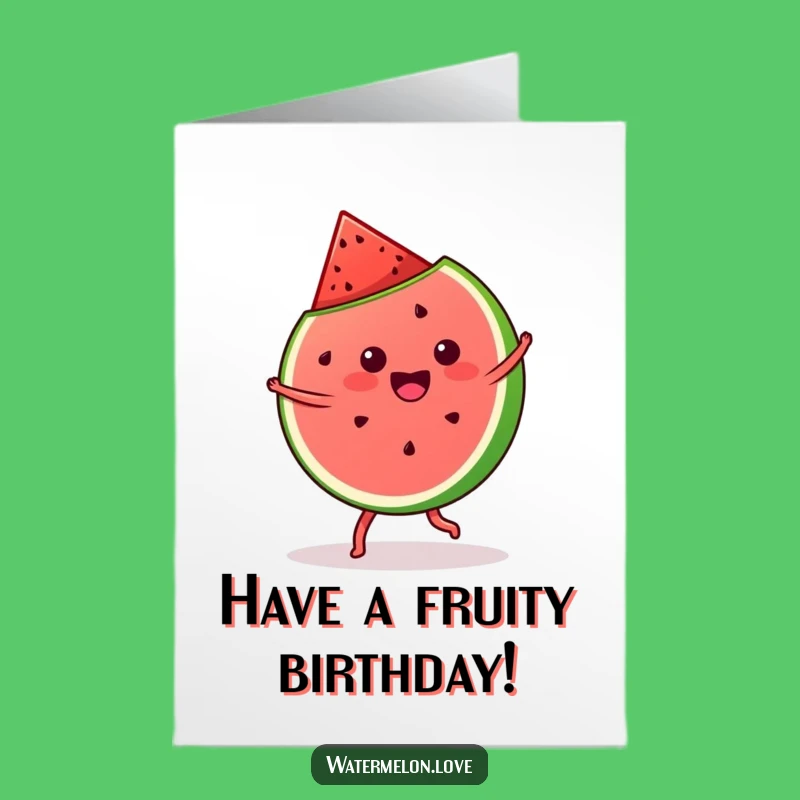 Free Printable Kawaii Watermelon Birthday Card - Funny Fruity Downloadable Gift