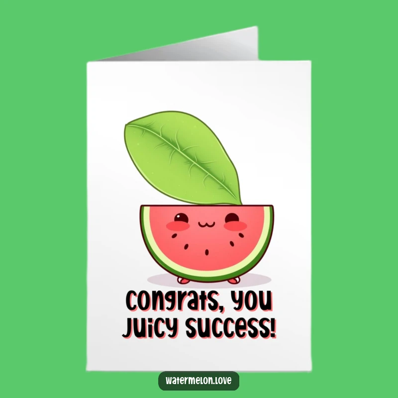 Free Printable Congrats Card: Blushing Watermelon Slice Surprise Downloadable