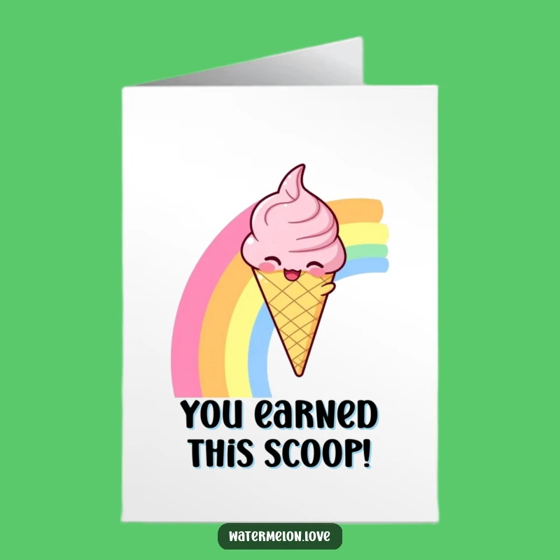 Free Printable Congrats Card: Ice Cream Rainbow Slide - Funny Downloadable Achievement Gift