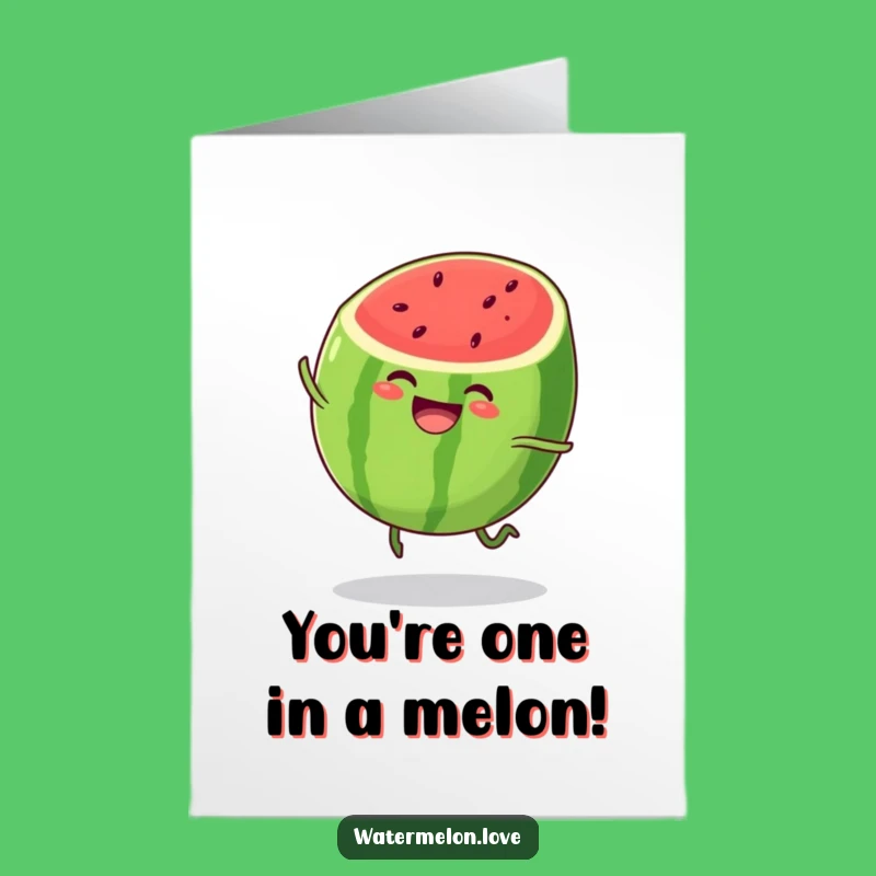 Free Printable Congrats Card: Joyful Watermelon Slice Bouncing - Downloadable Celebration Gift