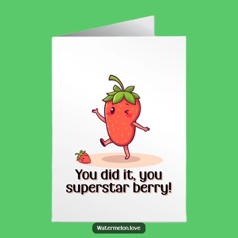 Free Printable Congrats Card: Strawberry Cartwheel Celebration - Downloadable Achievement Gift