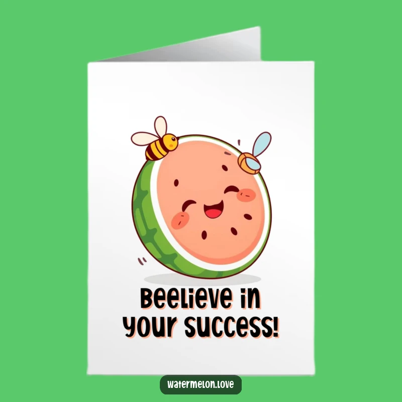Free Printable Congrats Card: Watermelon & Bee Chase Humorous Downloadable Gift Idea