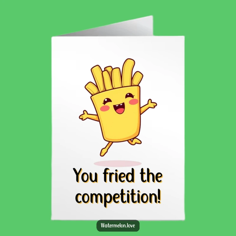 Free Printable Funny Congrats Card: Jumping French Fry Success Greeting