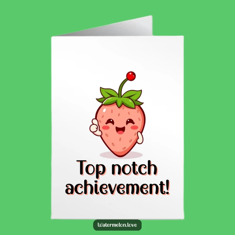 Free Printable Happy Strawberry Congrats Card: Fun Fruit Downloadable Gift