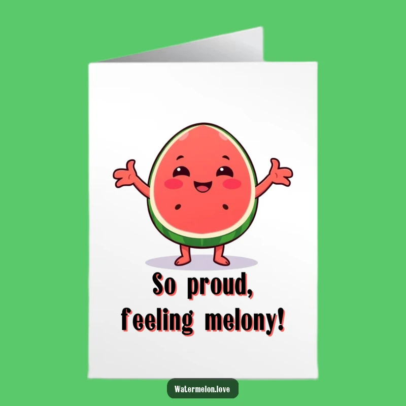 Free Printable Congrats Card: Hugging Kawaii Watermelon Wedge - Downloadable Celebration!