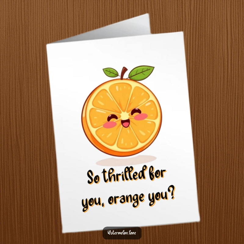 Funny Free Printable Congrats Card showing a delighted orange segment in a continuous, happy spin.