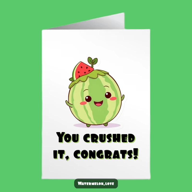Free Printable Congrats Card: Shimmying Kawaii Watermelon - Downloadable Joyful Achievement!
