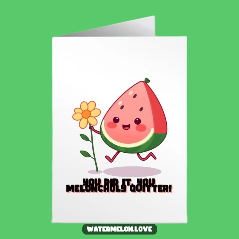 Free Printable Congrats Card: Kawaii Watermelon Skipping, a Hilarious Gift