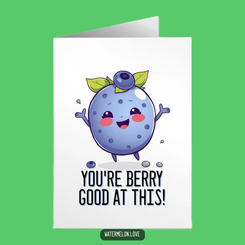 Free Printable Funny Congrats Card: Juggling Blueberry Success Greeting