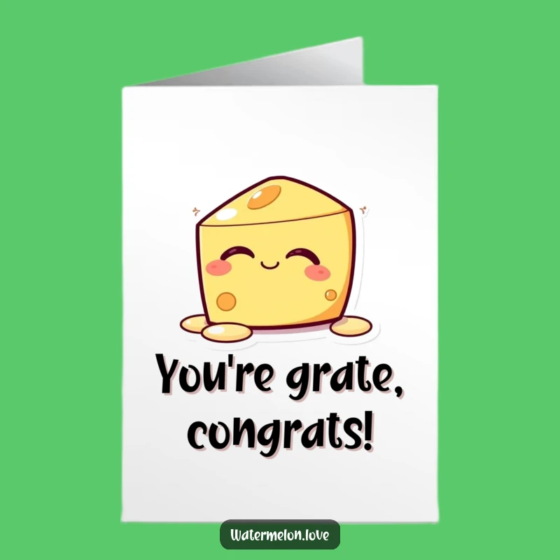 Free Printable Kawaii Cheese Congratulations Card: Melting with Joy Over Your Success