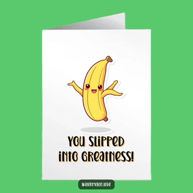 Free Printable Congrats Card: Dancing Banana Peel Success Funny Downloadable Gift