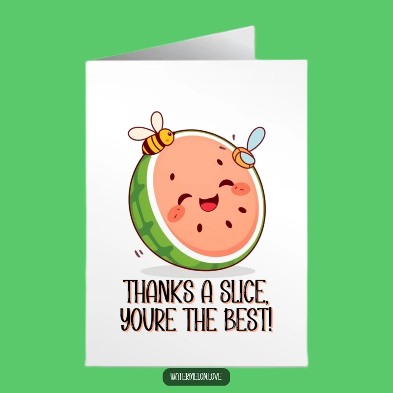 Free Printable Thank You Card: Giggling Watermelon Bee Chase Funny Thankful Gift