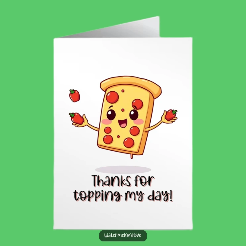 Free Printable Thank You Card: Pizza Juggling Thanks - Downloadable Gratitude Gift