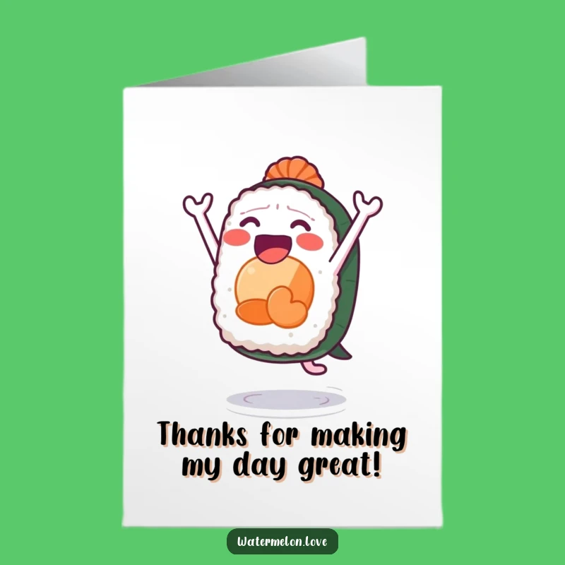 Free Printable Thank You Card: Sushi Leap of Thanks - Downloadable Gratitude Gift