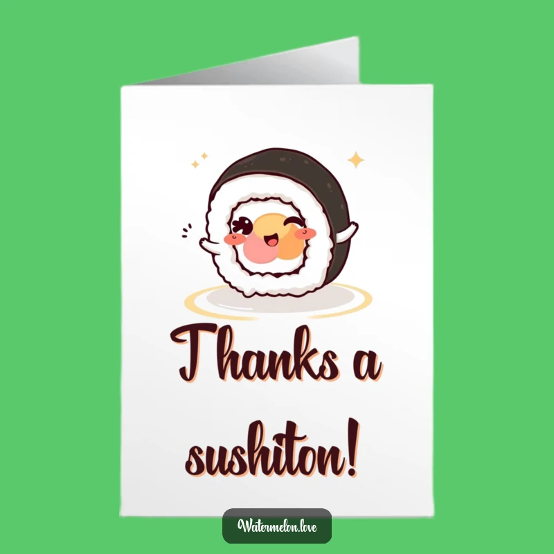 Free Printable Kawaii Sushi Thank You Card: Winking Roll for Expressing Gratitude